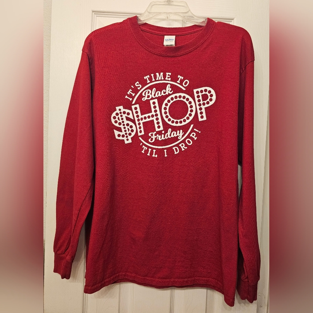 Gildan Red Long Sleeve Tee with Graphic